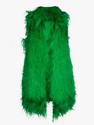 green ostrich feather vest