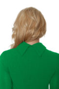 green jersey turtleneck midi dress