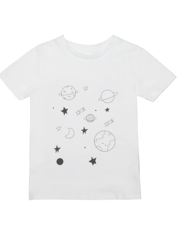 tricou bumbac cu imprimeu galaxie pentru copii