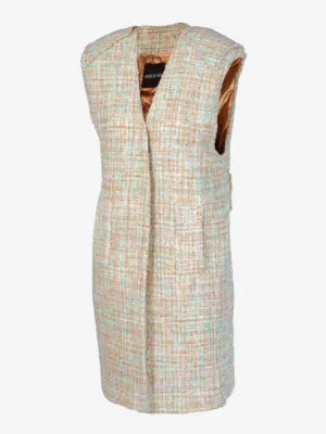 wool blend waistcoat with padded shoulders