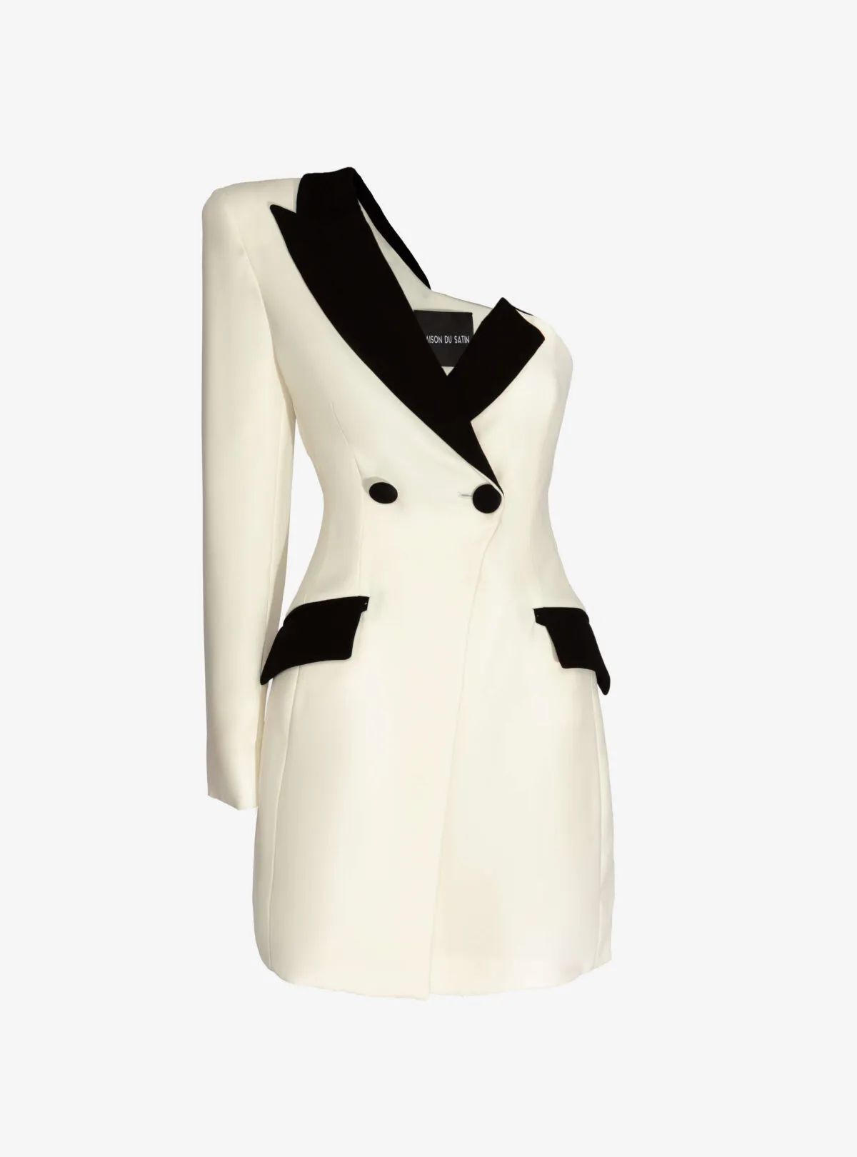 asymmetric black and white dress jacket