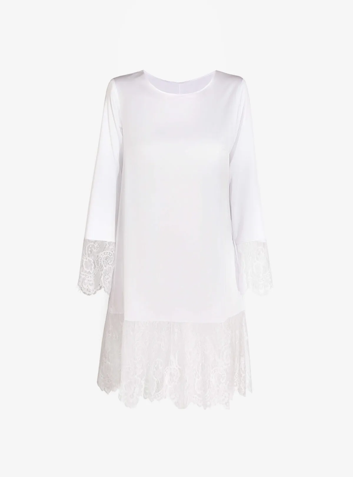 white dress above the knee chantilly
